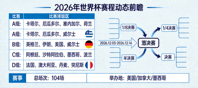 2026年世界杯赛程动态小组赛与淘汰赛对阵前瞻示意图